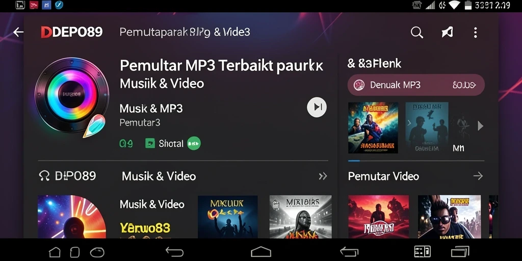 Antarmuka DEPO89 yang simpel dan menarik untuk Pemutar MP3.