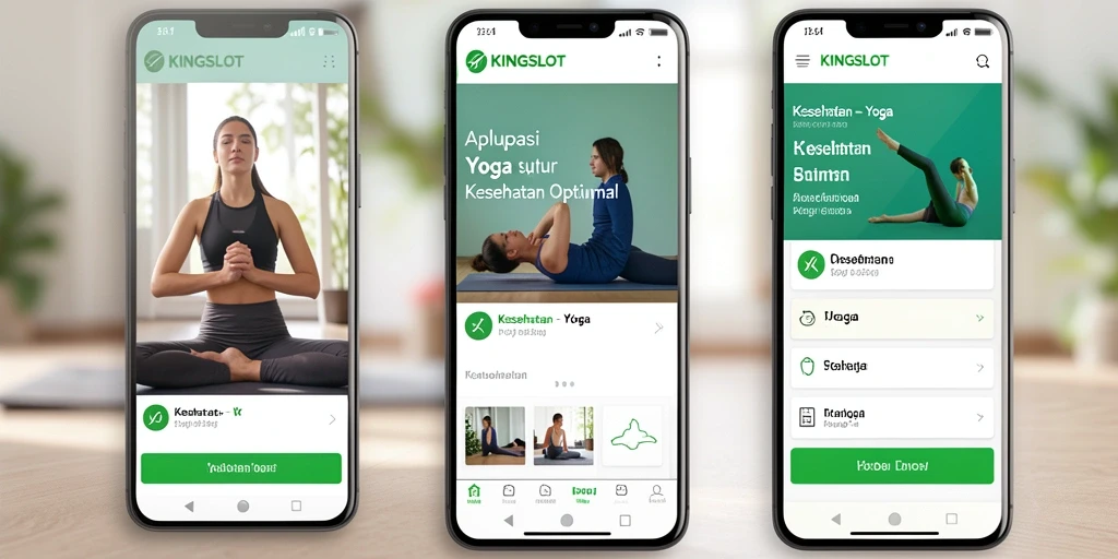 Antarmuka KINGSLOT menampilkan berbagai pose dan instruksi yoga yang jelas.