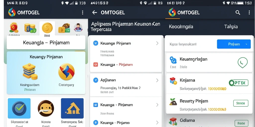 Tampilan antarmuka aplikasi pinjaman OMTOGEL yang sederhana dan intuitif.