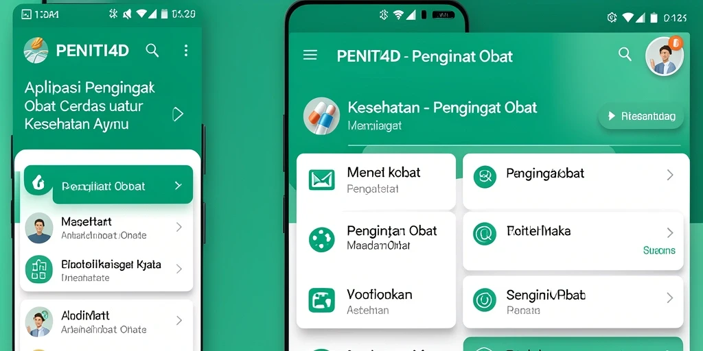 Tampilan antarmuka aplikasi PENITI4D dengan fungsi pengingat obat yang jelas.