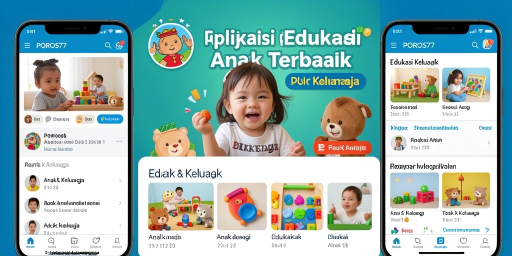 Tampilan antarmuka aplikasi POROS77 yang interaktif dan ramah anak.