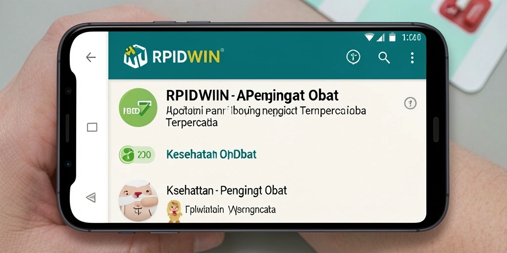 Tampilan antarmuka utama RPIDWIN dengan pengingat obat.