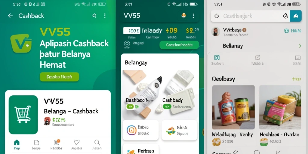 Antarmuka aplikasi <strong>VV55</strong> menampilkan fitur cashback yang menarik dan mudah digunakan.